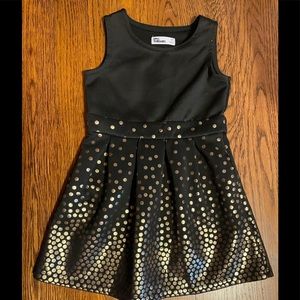 Toddler Girls Black and Gold Dress